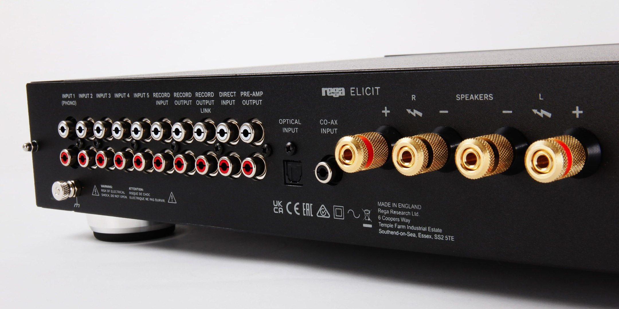 Pic of Rega Elicit mk5 amp from the back showing the connectors