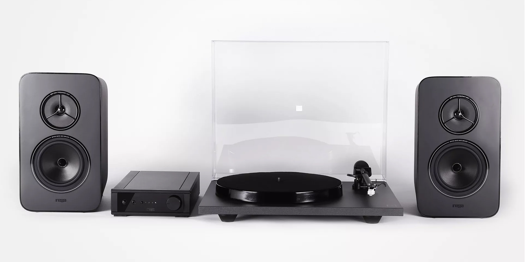 Pic of Rega System One audio system against a white background