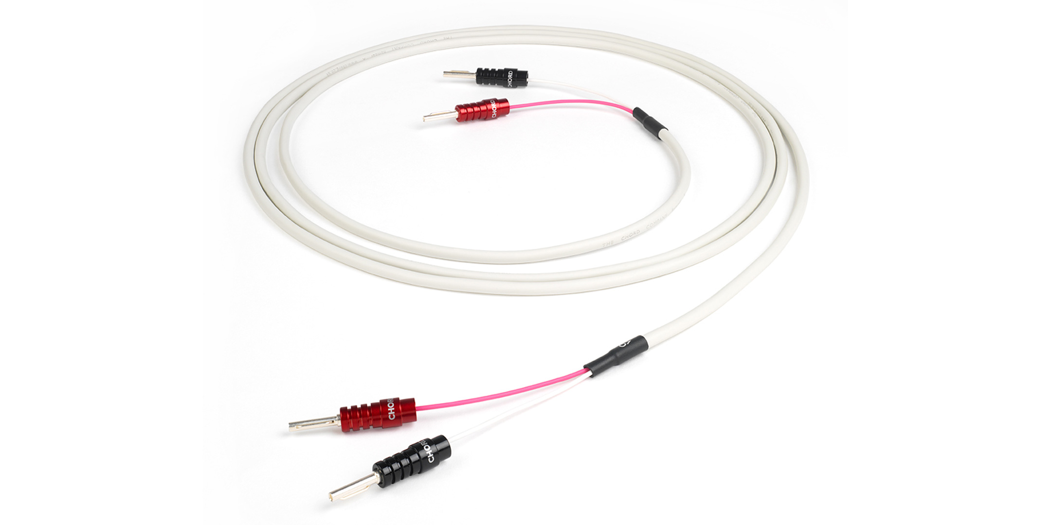 Pic showing a Chord Rumour 2 speaker cable on a white background