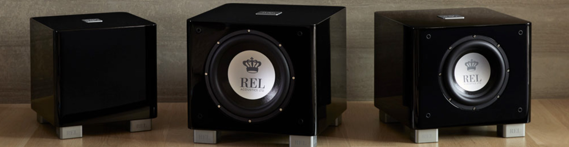 Pic showing several REL Acoustics Serie T Subwoofers