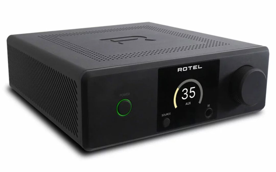 Front angled view of a Rotel DX-5 in black